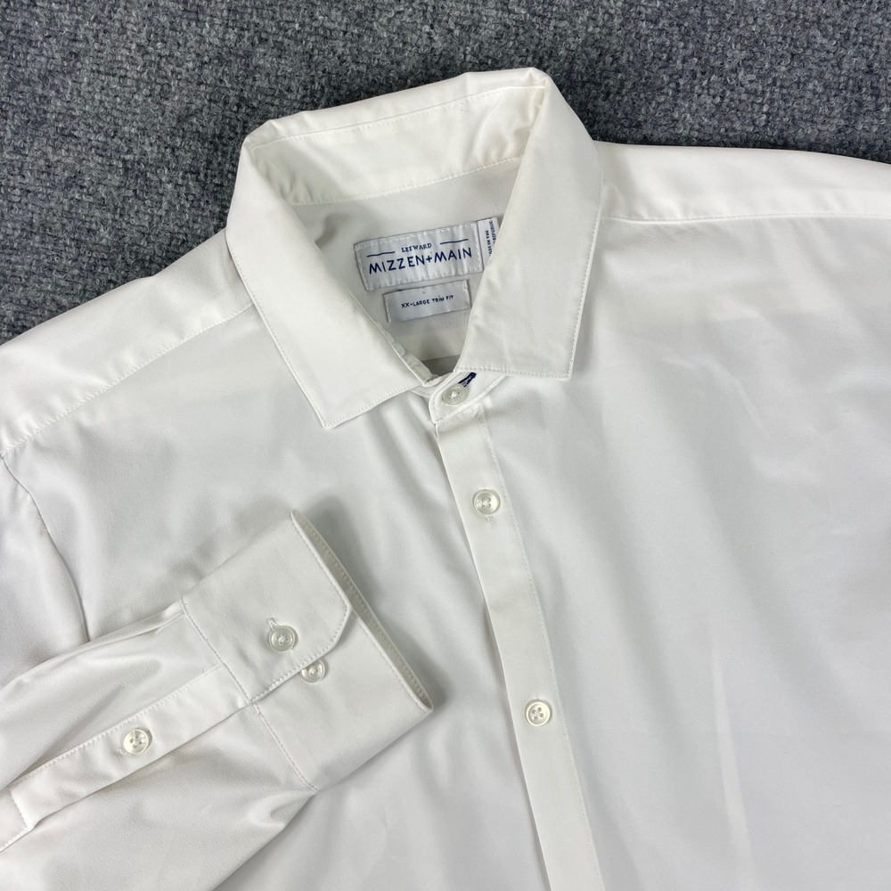 Mizzen+Main‎ Leeward Shirt XX-Large White Trim Fit Wrinkle Resistant Flaw Men's